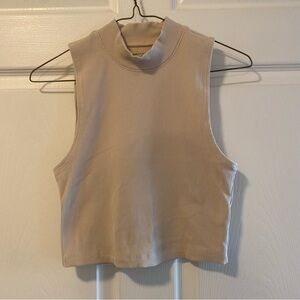 NWOT Abercrombie Cream Ribbed Mockneck Sleeveless Top